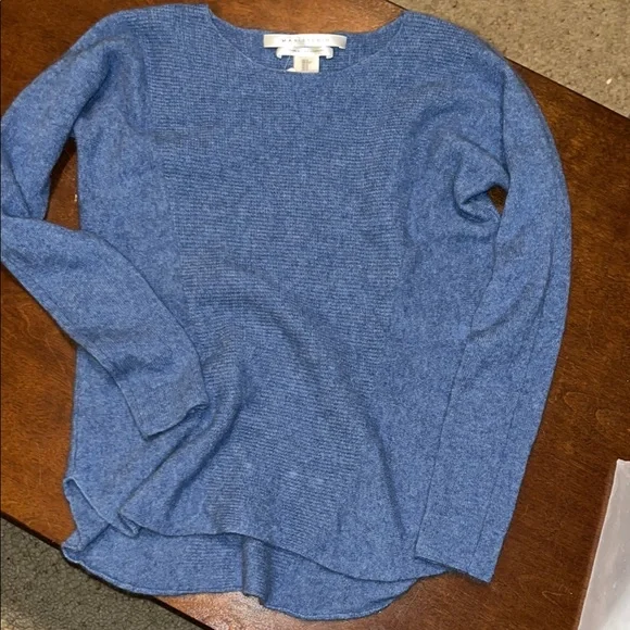 Max Studio 100% 2-Ply Cashmere Sweater in Blue Women’s size Small - Picture 2 of 11
